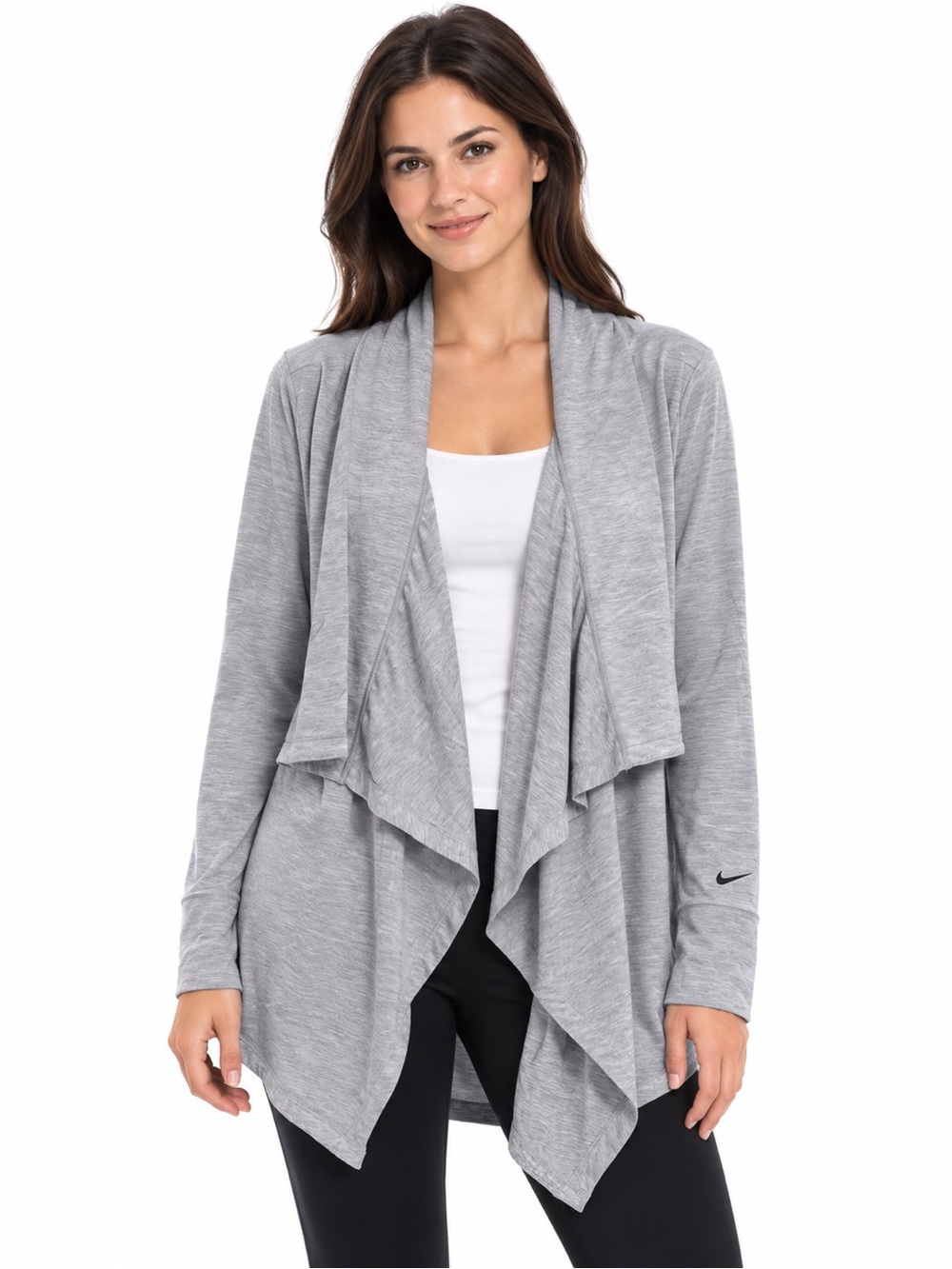 Nike Women’s Light Grey Open-Front Drape Cardigan